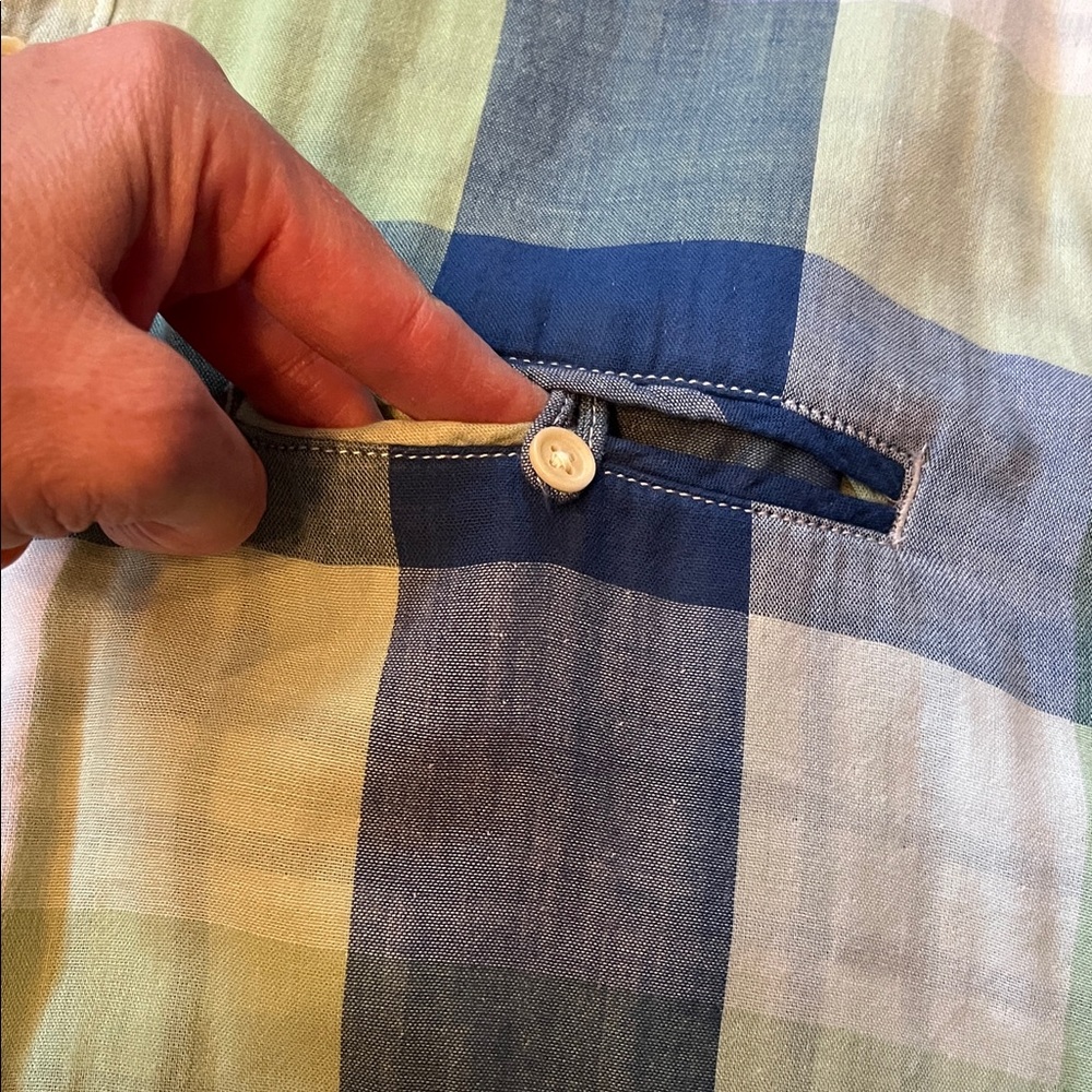 Like new Lucky Brand Men's Casual Plaid Shirt in Blue and Green - Picture 6 of 16